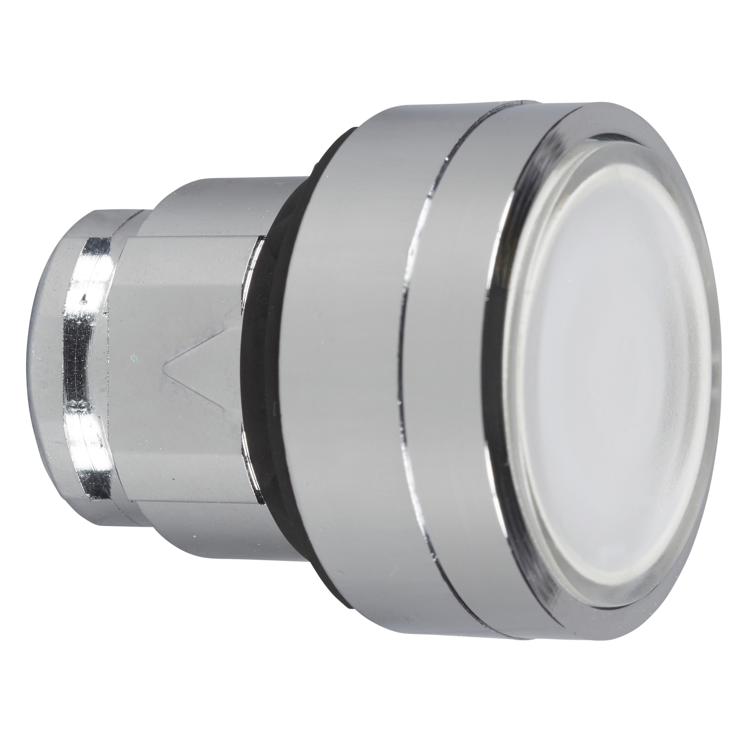 Head for illuminated push button, Harmony XB4, metal, white flush, 22mm, universal LED, for insertion legend