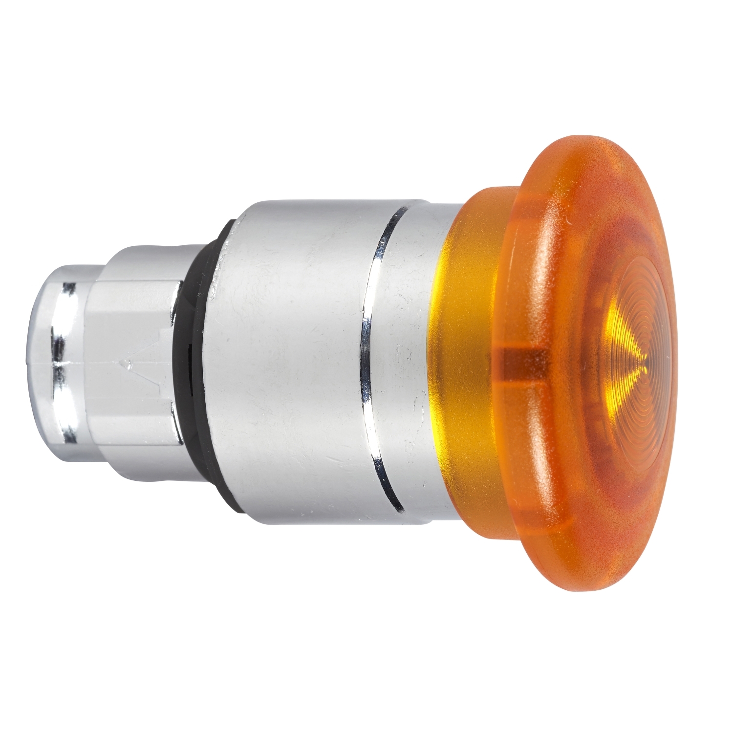 Head for illuminated push button, Harmony XB4, metal, orange muhroom 40mm, 22mm, universal LED, latching push-pull