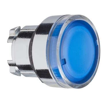Harmony fém világító nyomógomb fej, Ø22mm, visszatérő, BA9s izzóhoz, kék - ZB4BW36