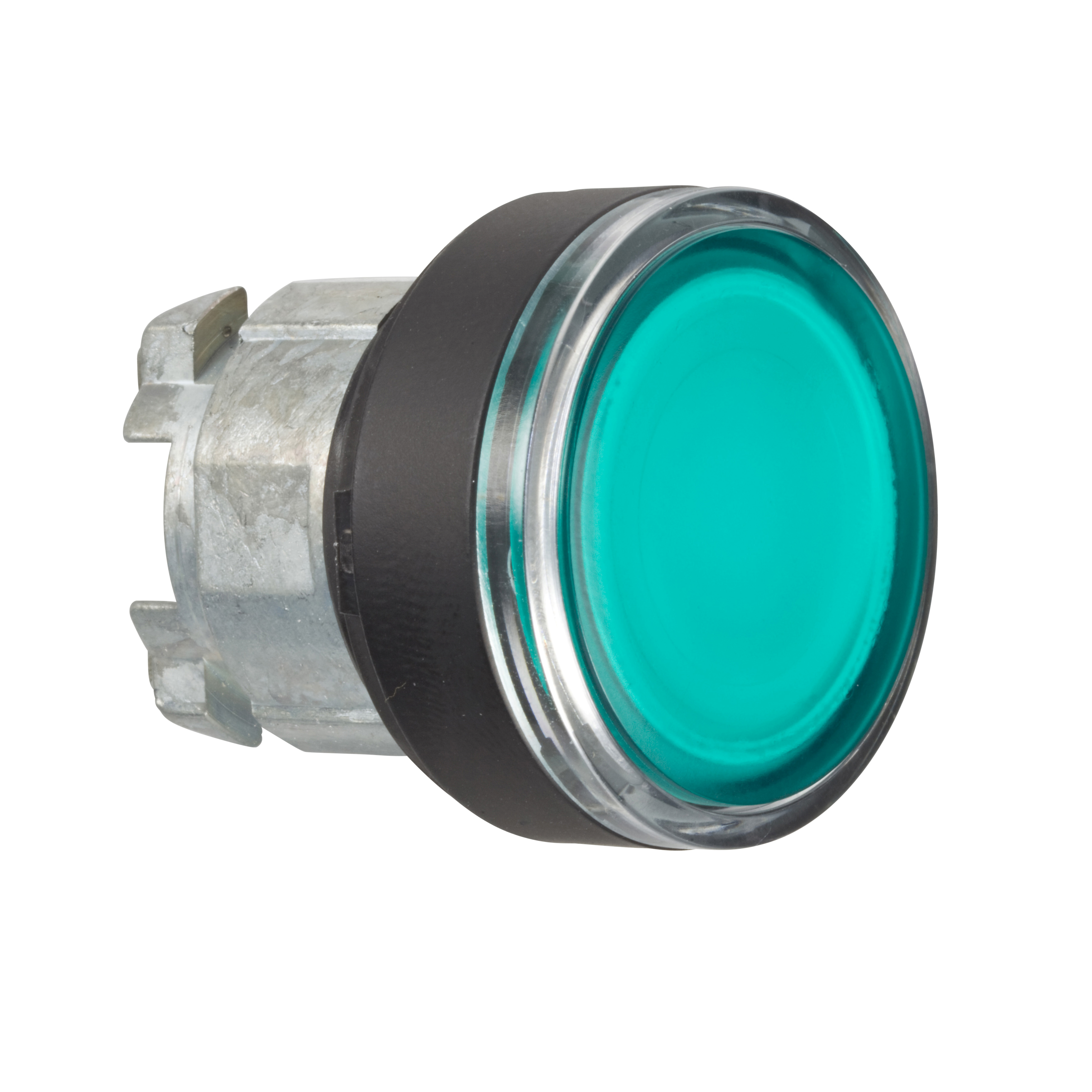 Head for illuminated push button, Harmony XB4, green flush pushbutton Ø22 mm spring return BA9s bulb