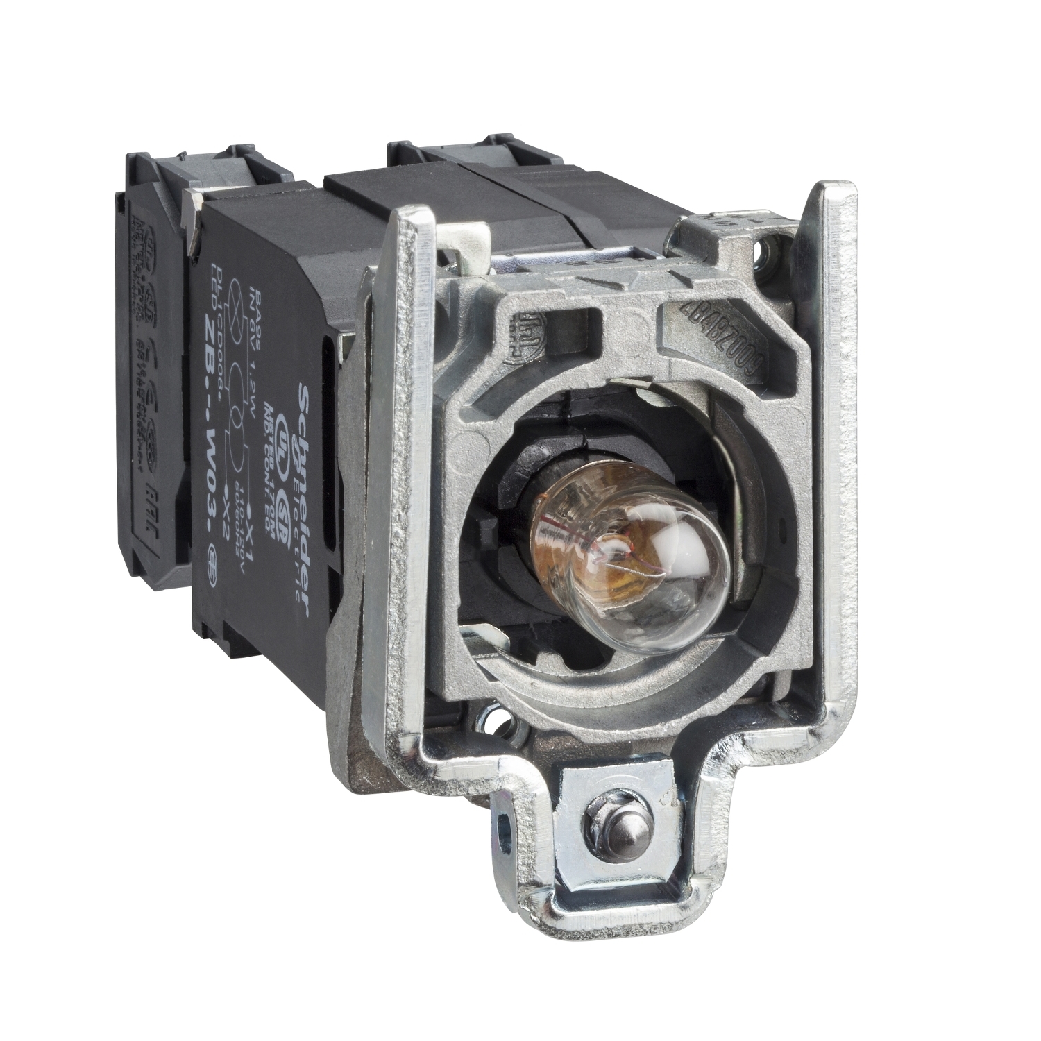Világító nyomó blokk trafóval 1z 1ny 3A/AC-15/240V izzó 230V/AC BA9s Harmony XB4 Schneider
