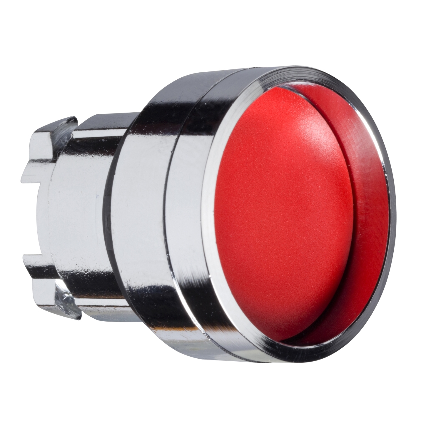 Head for illuminated push button, Harmony XB4, metal, red recessed, 22mm, spring return, high guard, unmarked