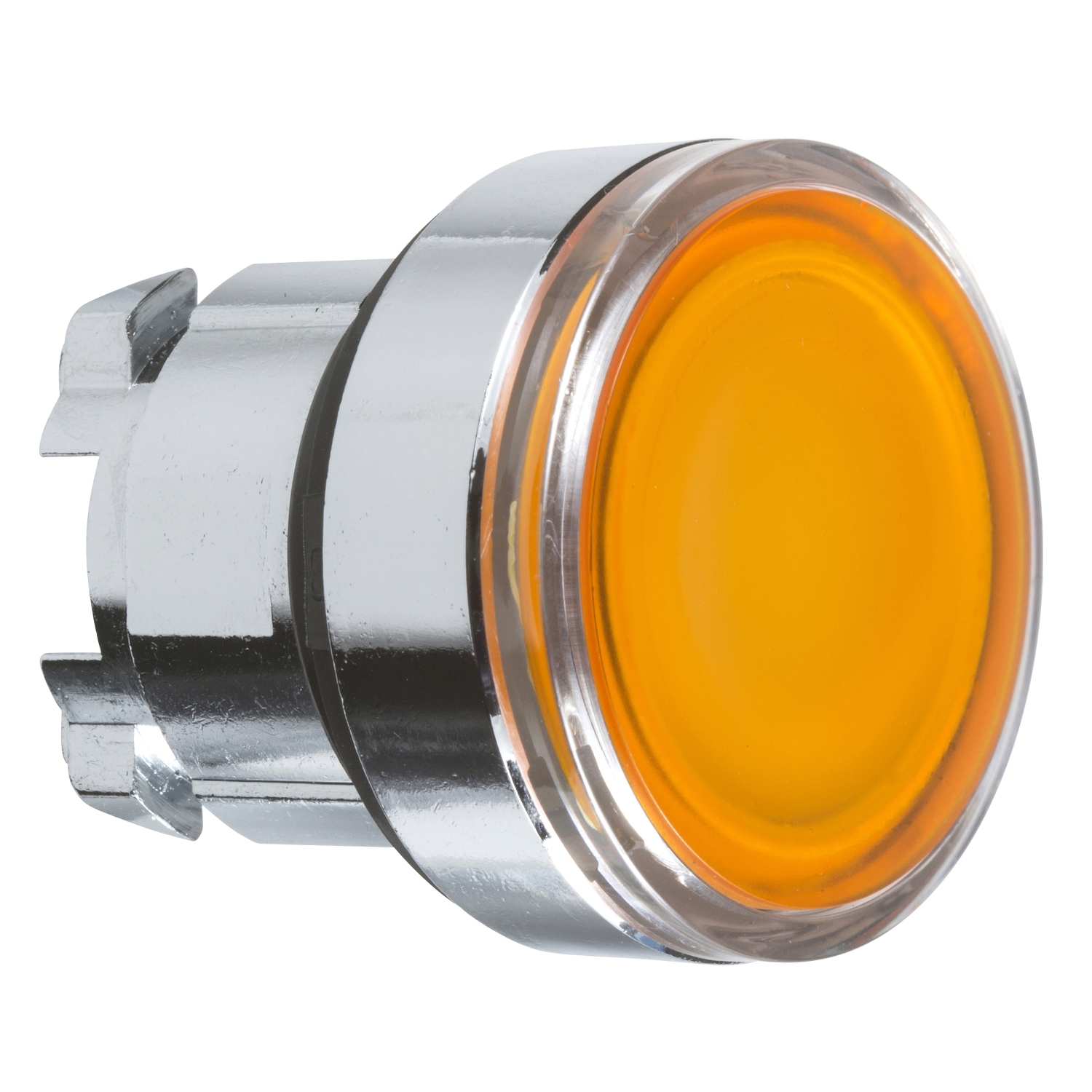 Head for illuminated push button, Harmony XB4, metal, orange flush, 22mm, universal LED, push-push, unmarked