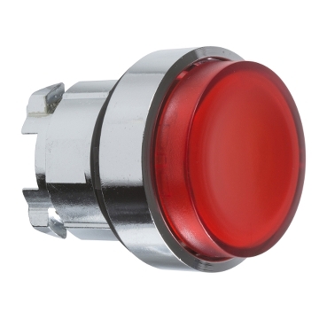 Harmony fém világító nyomógomb fej, Ø22mm, visszatérő, BA9s foglalatos, kiemelkedő, piros - ZB4BW14