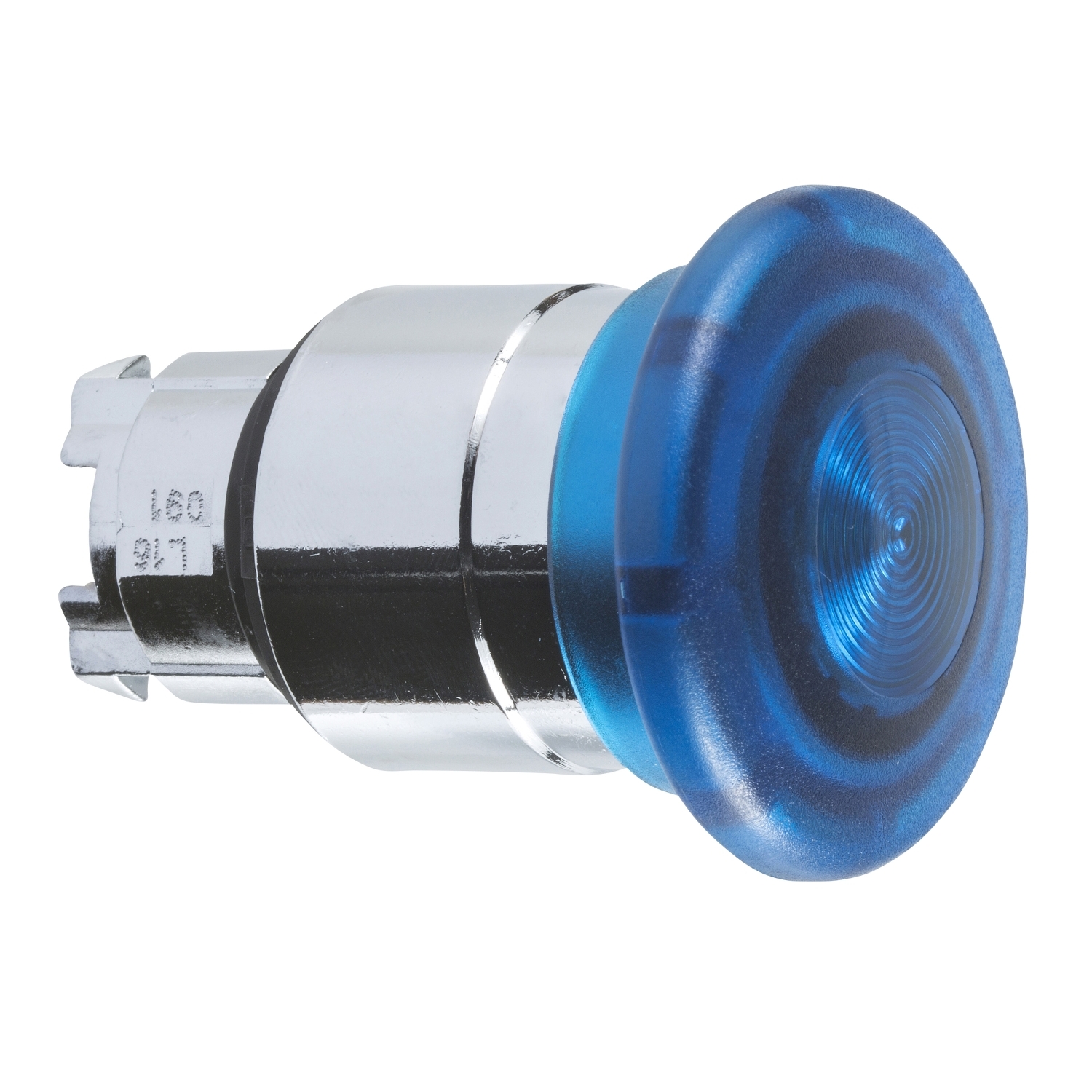 Head for illuminated push button, Harmony XB4, metal, blue mushroom 40mm, 22mm, universal LED, latching push-pull