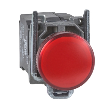 Pilot Light, Harmony XB4, Grey Plastic, Red, 22mm, Universal LED, Plain Lens, 230...240V AC