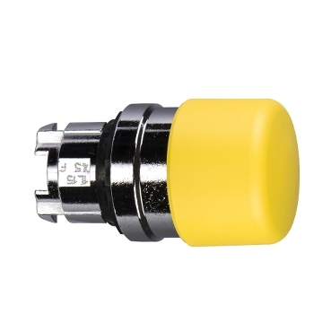Harmony fém Ø22mm gombafejű nyomógomb fej, Ø22mm, visszatérő, sárga - ZB4BC54