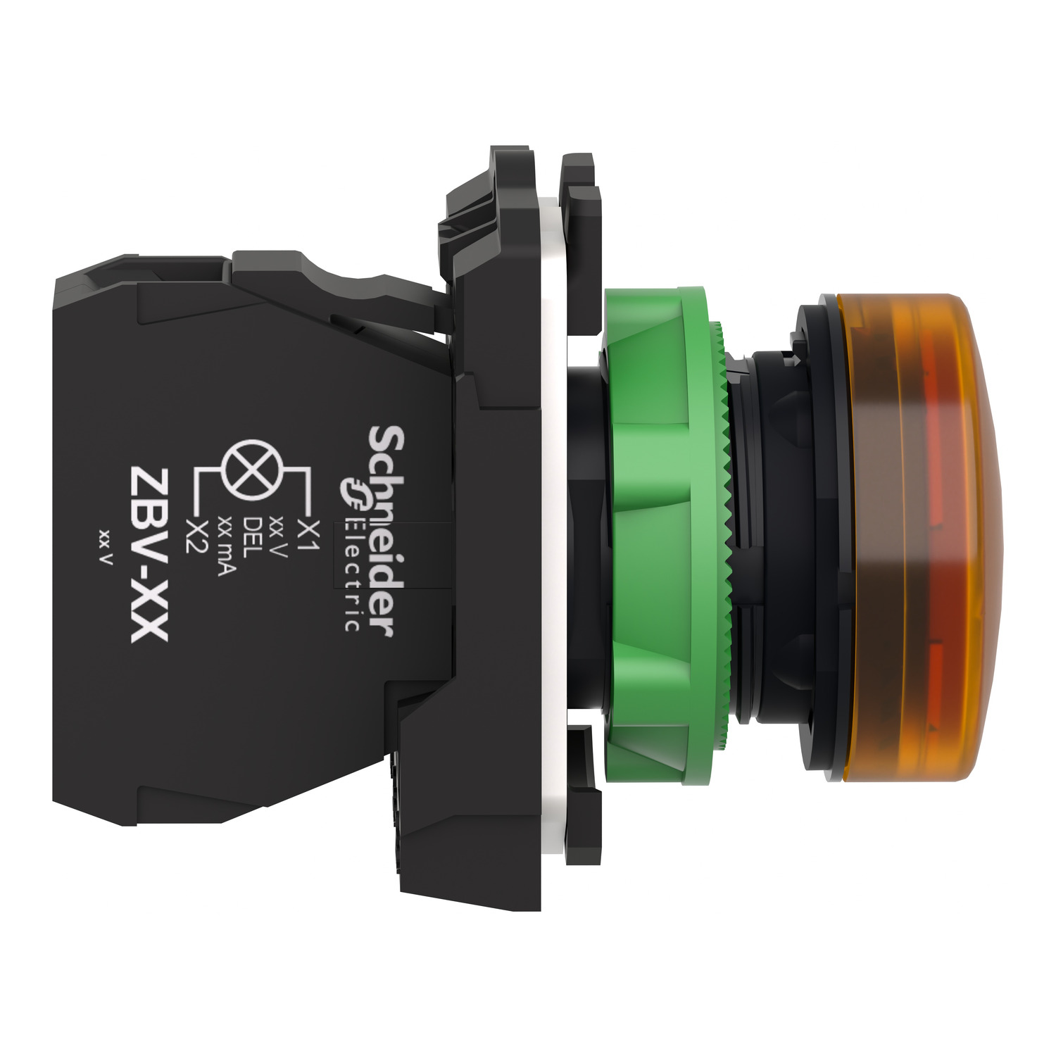 XB5AV65 - orange complete pilot light Ø22 plain lens for BA9s bulb 250V ...