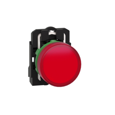pilot light, Harmony XB5, grey plastic, red, 22mm, universal LED, plain lens, 24V AC DC