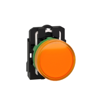 Pilot light, Harmony XB5, grey plastic, orange, 22mm, universal LED, plain lens, 230...240V AC
