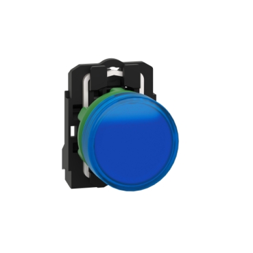 Pilot light, Harmony XB5, grey plastic, blue, 22mm, universal LED, plain lens, 230...240V AC