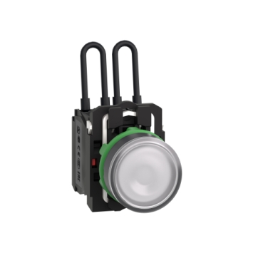 Harmony komplett műanyag nyomógombos LED tesztlámpa, Ø22mm, 110/120VAC, fehér - XB5AW21G5
