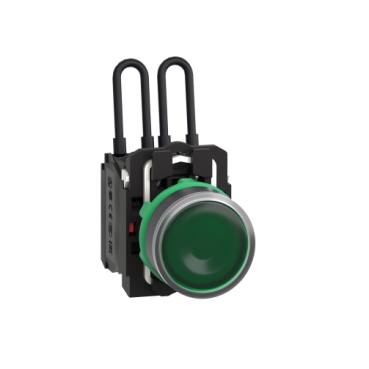 Harmony komplett műanyag nyomógombos LED tesztlámpa, Ø22mm, 24VAC/DC, zöld - XB5AW23B5