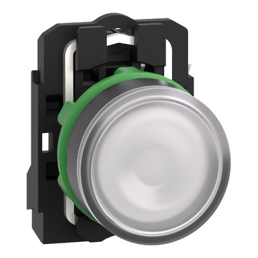 Harmony komplett műanyag LED világító nyomógomb, Ø22mm, visszatérő, 1NO, 24VAC/DC, fehér - XB5AW31B1