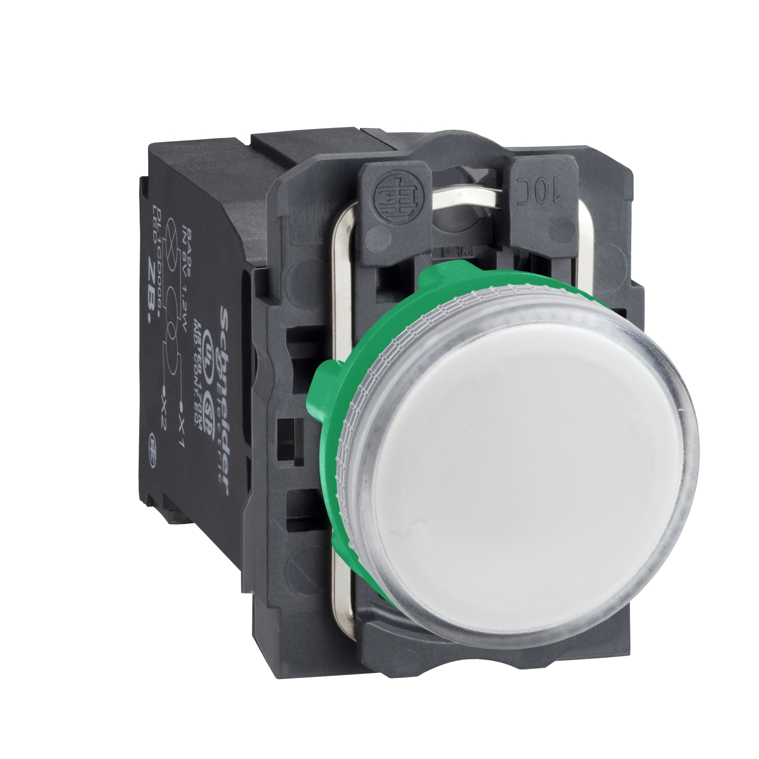 Jelzőlámpa komplett műa. d22 1x BA9s fehér 220-240V AC/DC kerek lapos Harmony XB5 Schneider