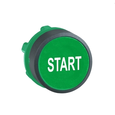 Harmony műanyag nyomógomb fej, Ø22mm, visszatérő, zöld, "START" - ZB5AA333