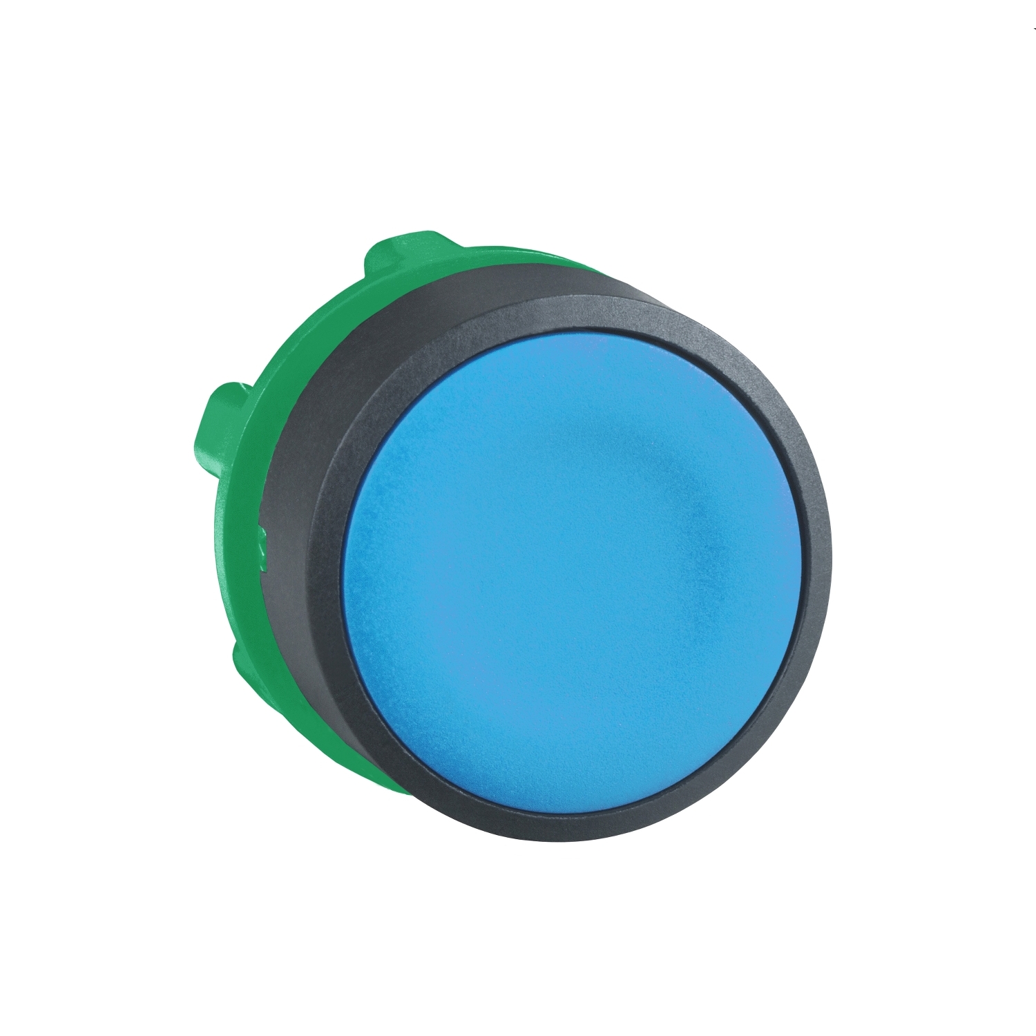 Push button head, Harmony XB5, plastic, flush, blue, 22mm, spring return, unmarked