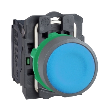 Harmony komplett műanyag nyomógomb, Ø22mm, visszatérő, 1NO, kék, szürke körgyűrű - XB5AA61C0