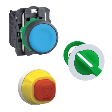 Ø 22 mm plastic pushbuttons, switches, pilot lights