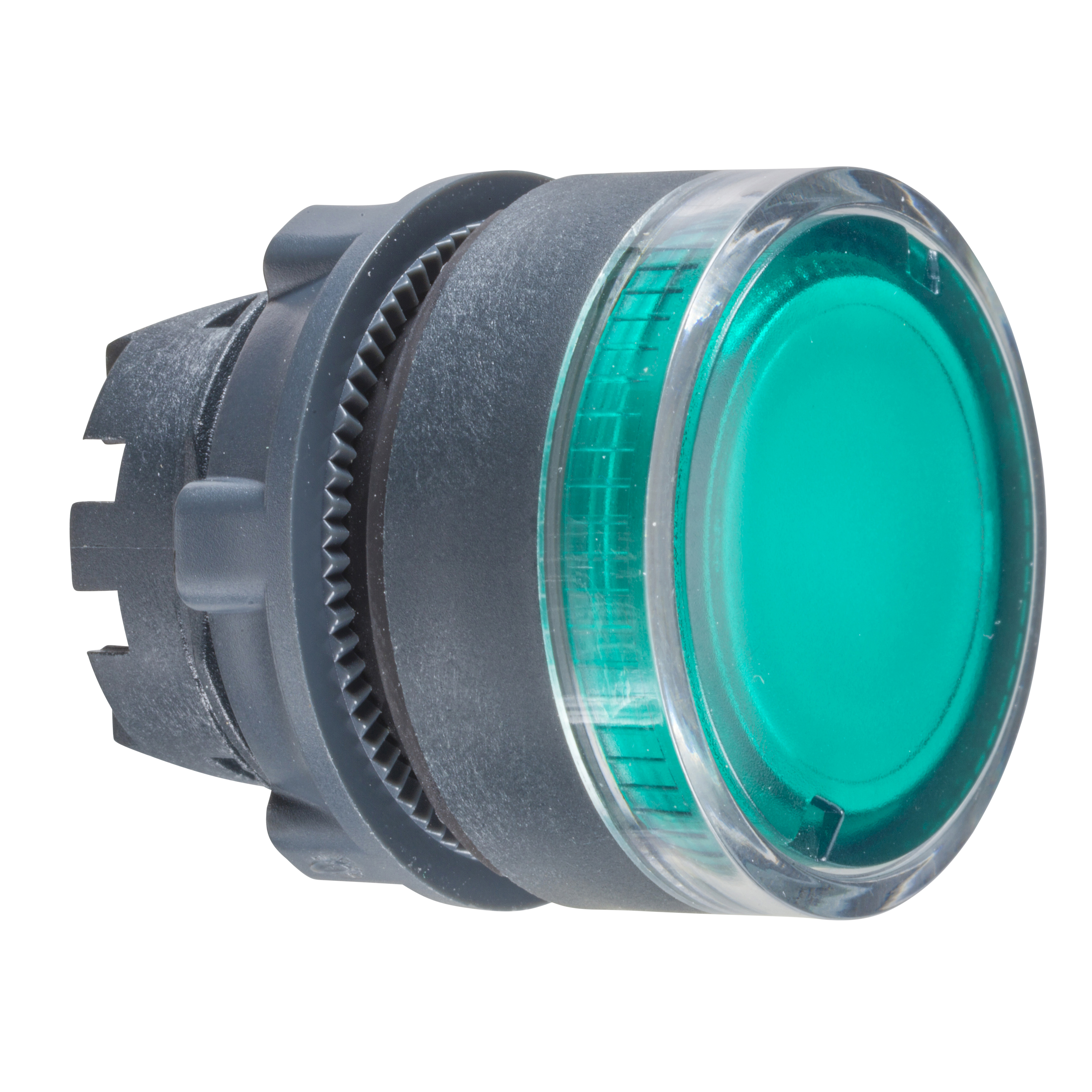 ZB5AW333 - Head for illuminated push button, Harmony XB5, plastic, green flush, 22mm, universal LED,