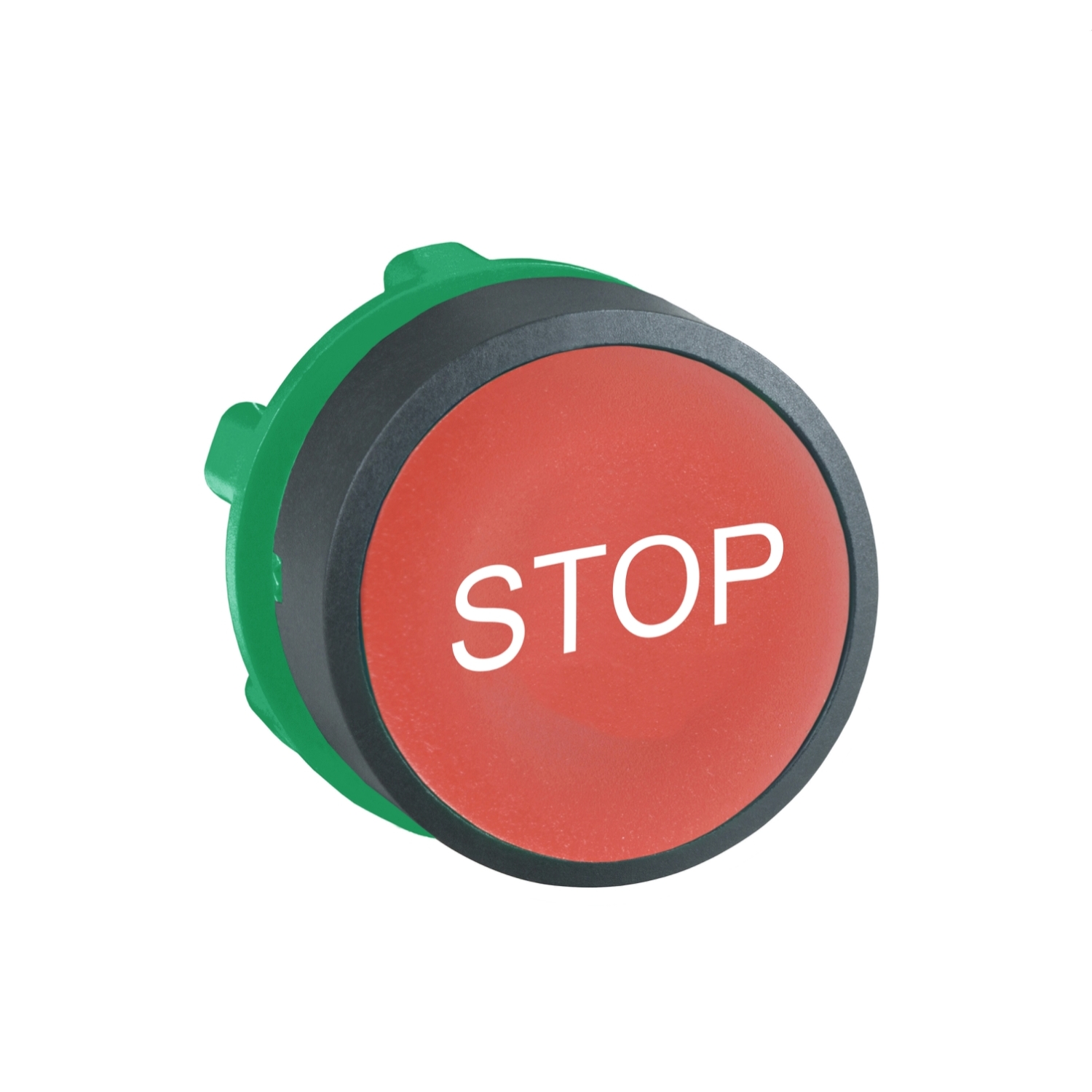 Push button head, Harmony XB5, plastic, flush, red, 22mm, spring return, marked STOP