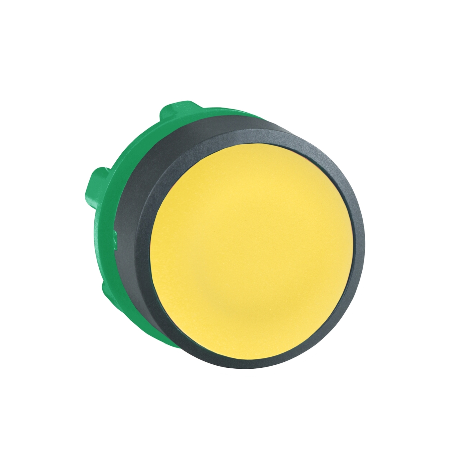 Push button head, Harmony XB5, plastic, flush, yellow, 22mm, spring return, unmarked