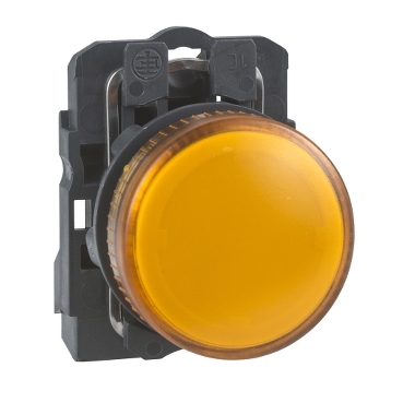 Pilot lights with integral LED with plain lens, colour orange, Ø 22 mm plastic