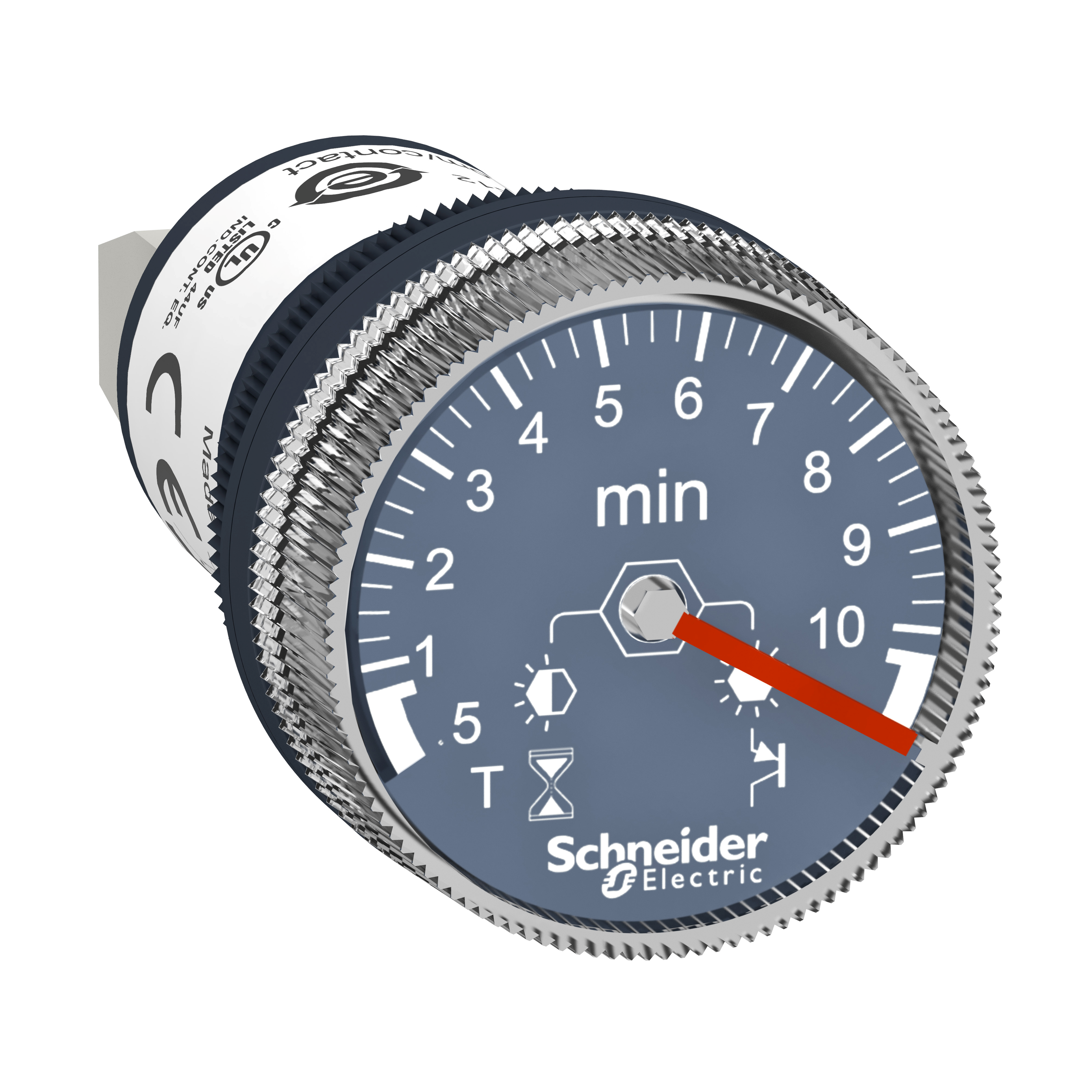 Panel mounted timer monofunction, Harmony XB5, plastic, 22mm, time delay 0.5...10min, 24V DC
