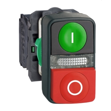 Interruttore A Pulsante Metallico 22mm Con Luce LED Verde 220V - Broco LA38-11D - Momentaneo NA+NC