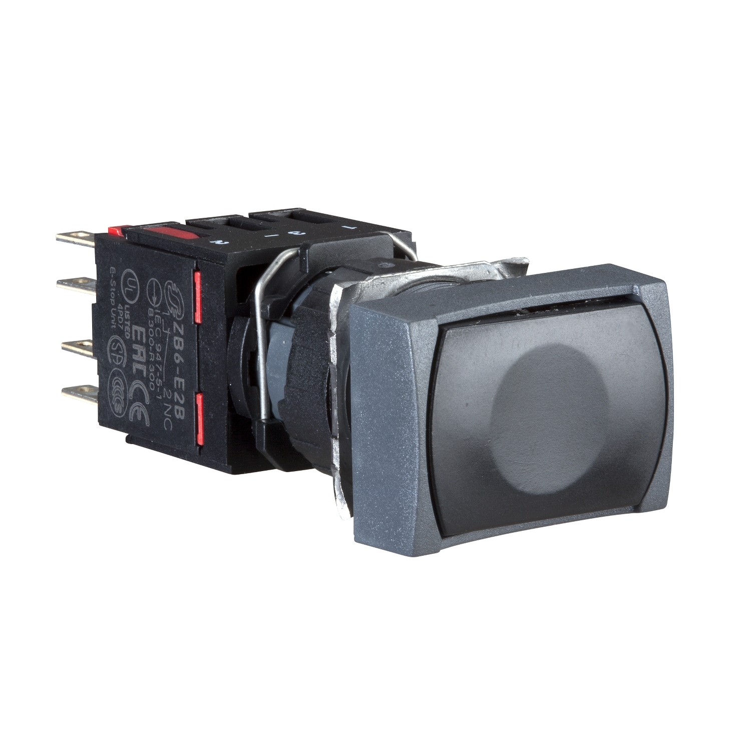 XB6DA22B musta suorakaiteen muotoinen huuhtelupainike Ø16 jousipalautus 1NC merkitsemätön