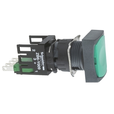 Harmony XB6 Ø16 komplett nyomógomb, szögletes, zöld XB6DA31B