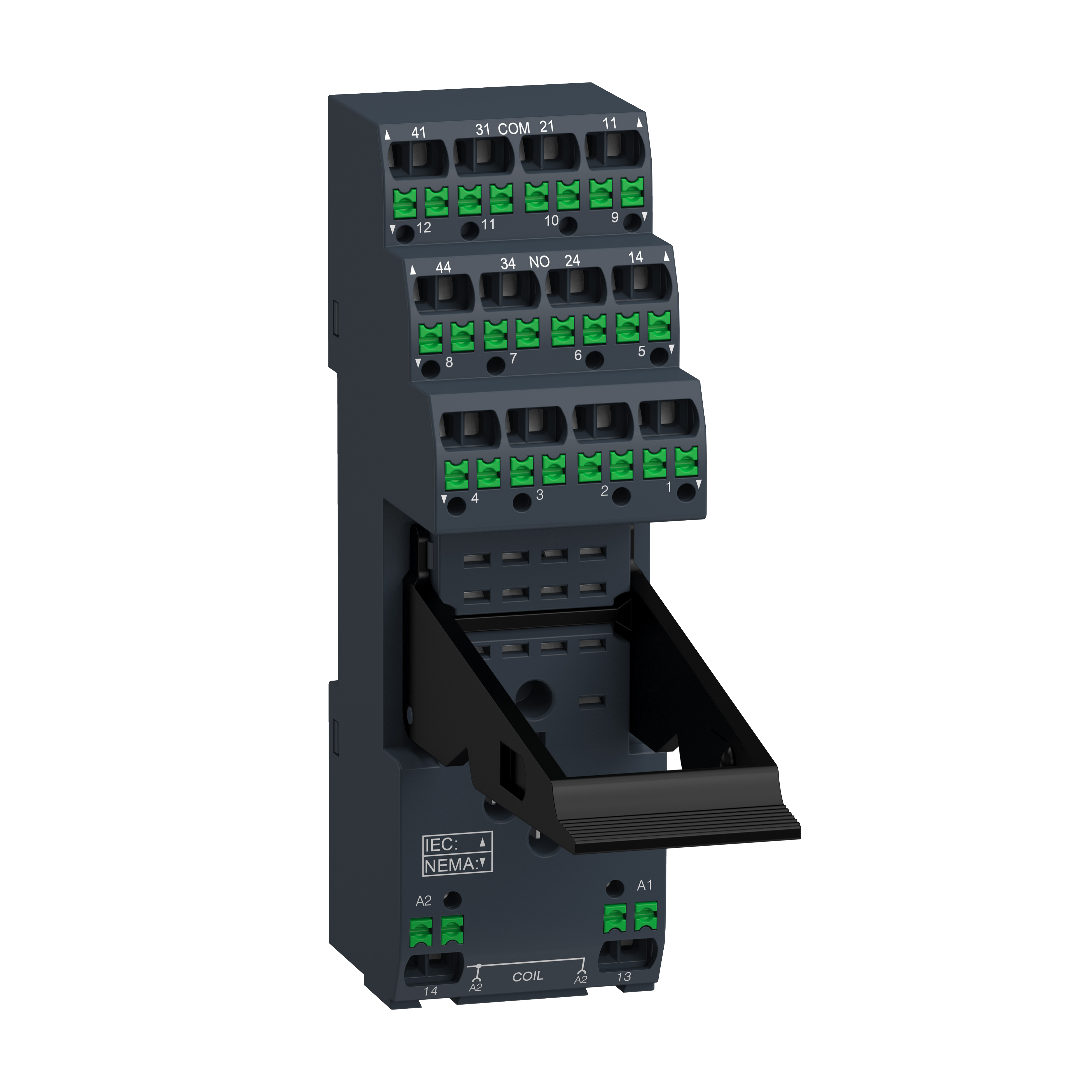 push in socket with clamp, Harmony Electromechanical Relays, for RXM relays, 12A 2CO, 6A 4CO, push in terminals, separate contact