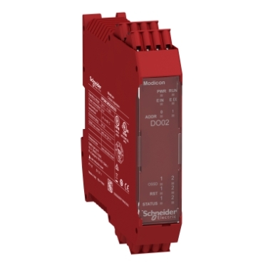 Preventa XPS MCM biztonsági vezérlő, biztonsági bővítő I/O modul, 2DO + 2DO (státusz) + 2DI (start/restart), rugós XPSMCMDO0002G