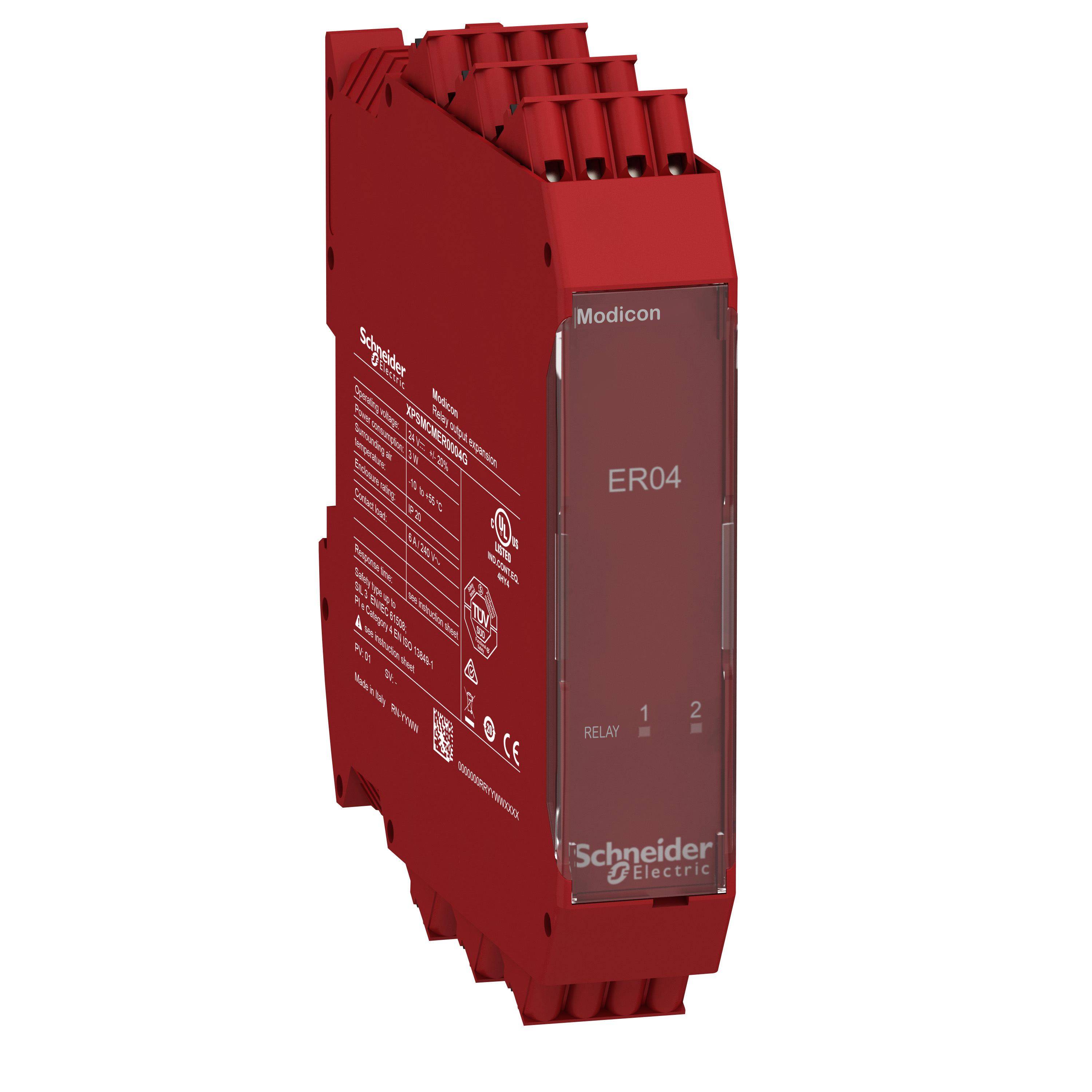 4 safety relay outputs expansion module with spring term
