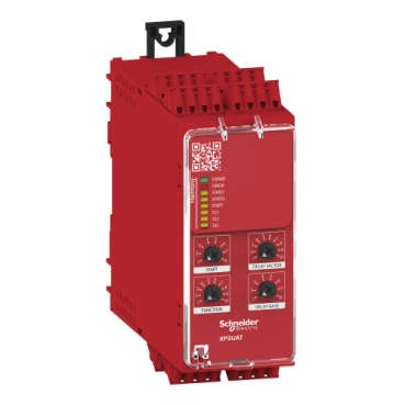 Preventa biztonsági relé modul, XPSUAK+ 1 késleltetett kimenet, Cat.4, biztonsági be/ki: 2/3CO, PNP, 24VAC/DC, rugós XPSUAT13A3AC