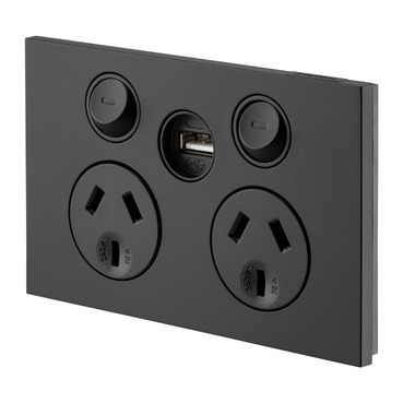 Twin switch socket outlet SatZen with single USB Charger