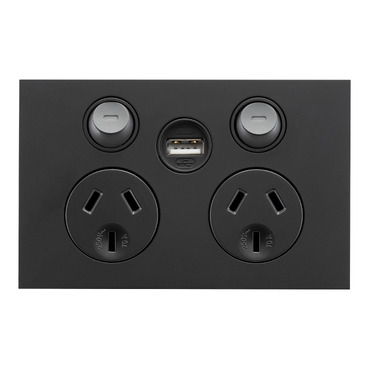 Twin switch socket outlet SatZen with single USB Charger
