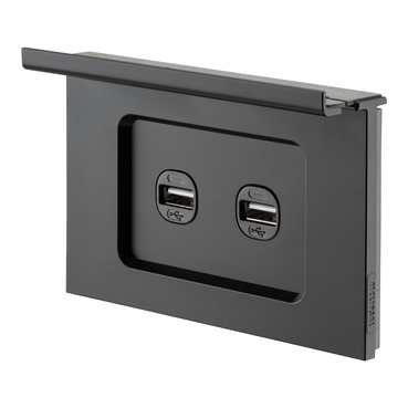 Twin SatZen plate with 2 USB and shelf - ZEN black