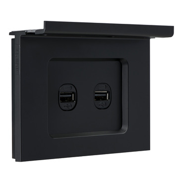 Angled image of Z4032HSUSBC-ZB Saturn Zen Twin Horizontal USB Charger with Mounting Shelf