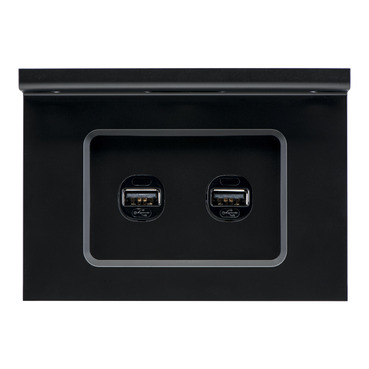 Front image of Z4032HSUSBC-ZB Saturn Zen Twin Horizontal USB Charger with Mounting Shelf