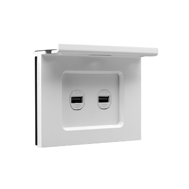Angled image of Z4032HSUSBC-ZW Saturn Zen Twin Horizontal USB Charger with Mounting Shelf