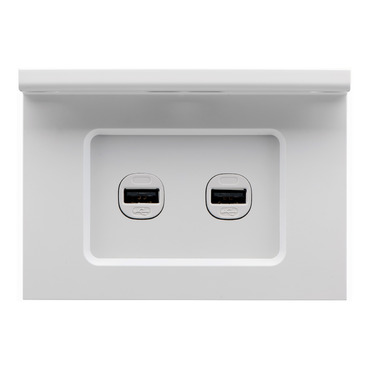 Front image of Z4032HSUSBC-ZW Saturn Zen Twin Horizontal USB Charger with Mounting Shelf
