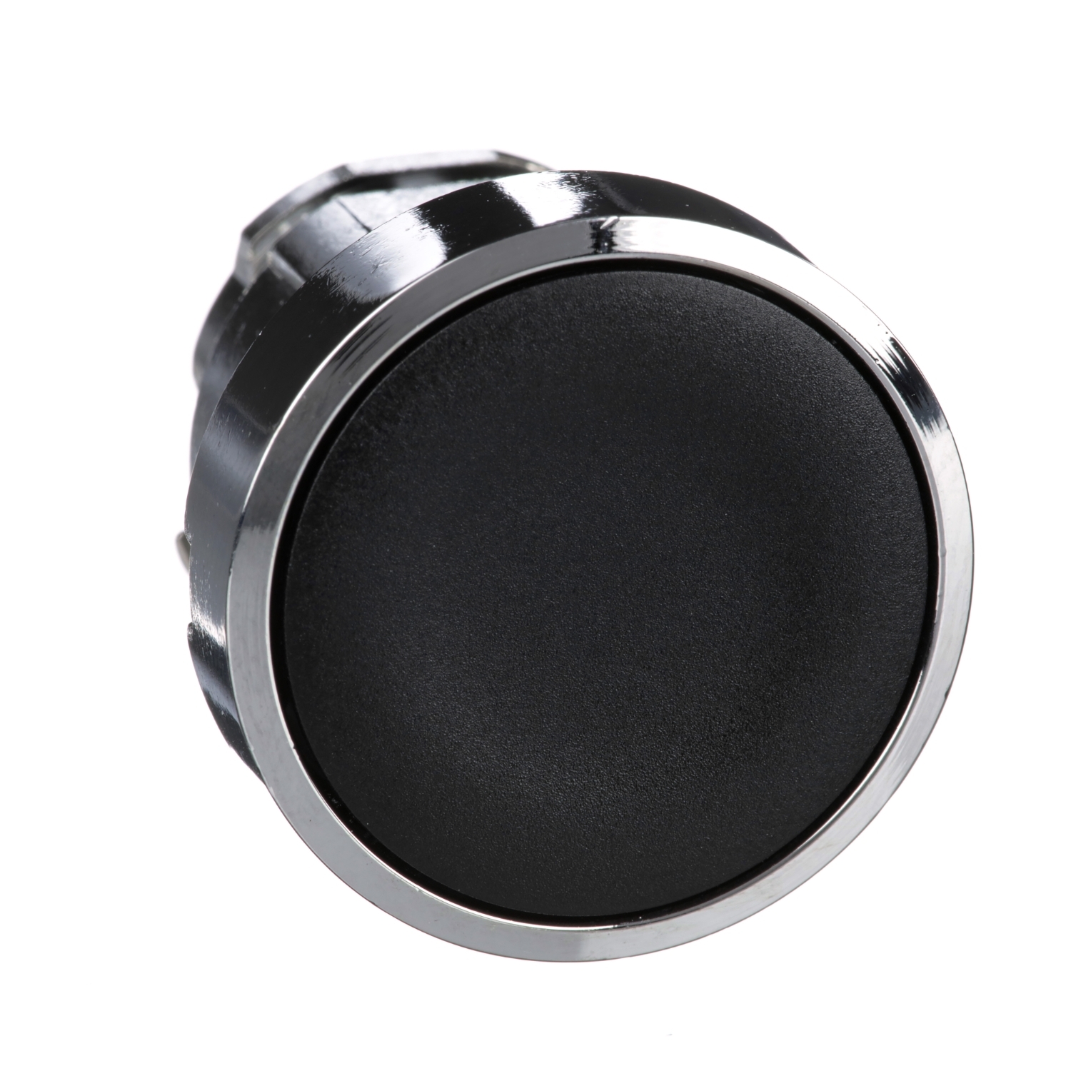 Push button head, Harmony XB4, metal, flush, black, 22mm, spring return, unmarked