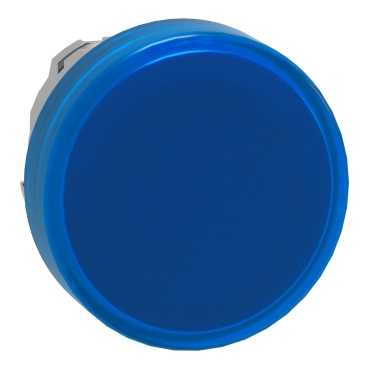 Head for pilot light, Harmony XB4, metal, blue, 22mm, universal LED, plain lens