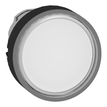 Harmony fém világító nyomógomb fej, Ø22mm, visszatérő, beépített LED-hez, fehér, fekete perem - ZB4BW3137