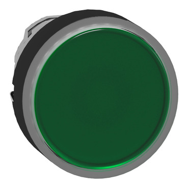Harmony fém világító nyomógomb fej, Ø22mm, visszatérő, beépített LED-hez, zöld, fekete perem - ZB4BW3337