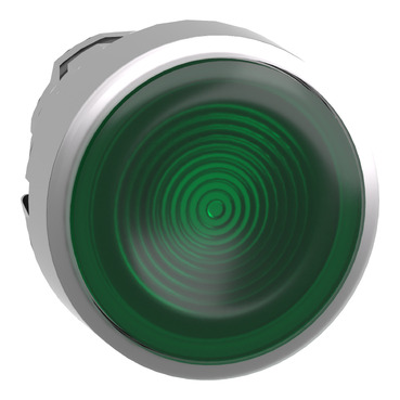 Harmony fém világító nyomógomb fej, Ø22mm, visszatérő, beépített LED-hez, hornyolt lencsével, zöld - ZB4BW333S