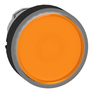 Harmony fém világító nyomógomb fej, Ø22mm, visszatérő, beépített LED-hez, narancssárga, fekete perem - ZB4BW3537