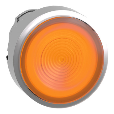 Harmony fém világító nyomógomb fej, Ø22mm, visszatérő, beépített LED-hez, hornyolt lencsével, narancssárga - ZB4BW353S
