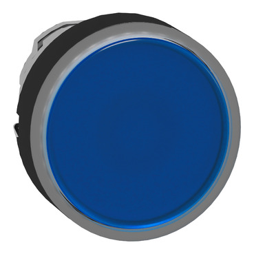 Harmony fém világító nyomógomb fej, Ø22mm, visszatérő, beépített LED-hez, kék, fekete perem - ZB4BW3637